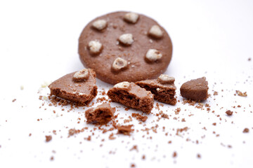 Chocolate cookies isolated on white back ground