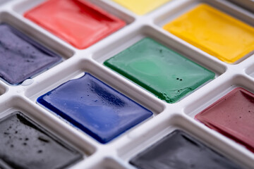 watercolor different colors closeup paint