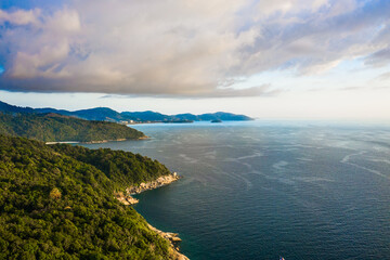 Aerial view of sea waves and fantastic Rocky coast Phuket, Thailand