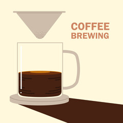 coffee brewing methods, hot beverage drip with coffee cup