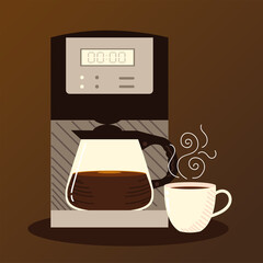 coffee brewing methods, digital coffee maker kettle and cup