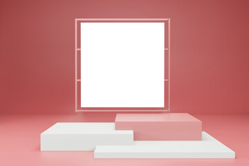 3d rendering empty template podium mockup for product placement