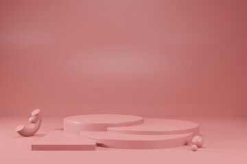 3d rendering empty template podium mockup for product placement