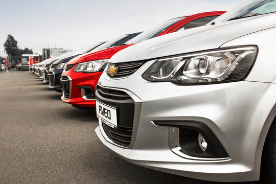 Kiev, Ukraine - May 19, 2020: Chevrolet Aveo cars. Cars for sale. Automotive advertising. Wallpaper
