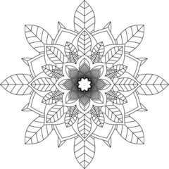 Easy Mandala coloring book simple and basic for beginners, seniors and children. Set of Mehndi flower pattern for Henna drawing and tattoo. Decoration in ethnic oriental, Indian style.