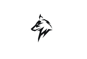 Wolf head silhouette vector on a white background