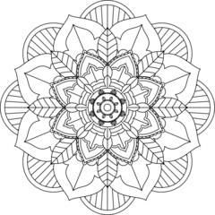 Easy Mandala coloring book simple and basic for beginners, seniors and children. Set of Mehndi flower pattern for Henna drawing and tattoo. Decoration in ethnic oriental, Indian style.