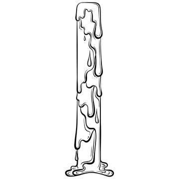 recommend clip art: Letter I with flow drops and goo splash. Dripping liquid symbol. Vector trendy font made in hand drawn line art style isolated on white background. Slime logo or initial letter.