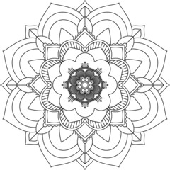 Easy Mandala coloring book simple and basic for beginners, seniors and children. Set of Mehndi flower pattern for Henna drawing and tattoo. Decoration in ethnic oriental, Indian style.