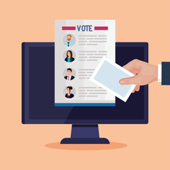 Election day vote presidents paper on computer design, government and campaign theme Vector illustration