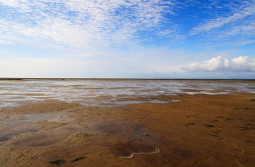 The Wadden Sea National Park near the Peninsula Nordstrand in Germany, Europe