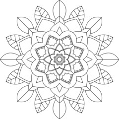 Easy Mandala coloring book simple and basic for beginners, seniors and children. Set of Mehndi flower pattern for Henna drawing and tattoo. Decoration in ethnic oriental, Indian style.