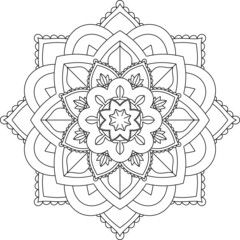 Easy Mandala coloring book simple and basic for beginners, seniors and children. Set of Mehndi flower pattern for Henna drawing and tattoo. Decoration in ethnic oriental, Indian style.