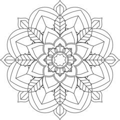 Easy Mandala coloring book simple and basic for beginners, seniors and children. Set of Mehndi flower pattern for Henna drawing and tattoo. Decoration in ethnic oriental, Indian style.