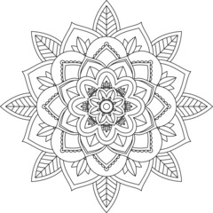 Easy Mandala coloring book simple and basic for beginners, seniors and children. Set of Mehndi flower pattern for Henna drawing and tattoo. Decoration in ethnic oriental, Indian style.