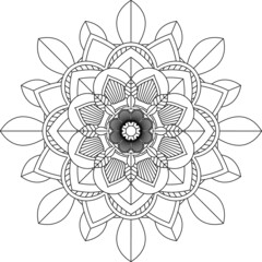 Easy Mandala coloring book simple and basic for beginners, seniors and children. Set of Mehndi flower pattern for Henna drawing and tattoo. Decoration in ethnic oriental, Indian style.
