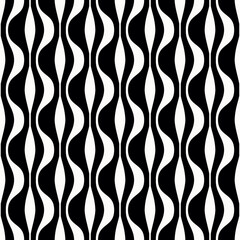 Seamless geometric pattern from waves. Art Deco Seamless Pattern in black, white. Geometric Stylish Texture. Abstract Retro Vector Texture. Vintage Royal wallpaper. Ceramic tile. Vector illustration