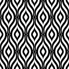Fototapeta na wymiar Seamless geometric pattern from waves. Art Deco Seamless Pattern in black, white. Geometric Stylish Texture. Abstract Retro Vector Texture. Vintage Royal wallpaper. Ceramic tile. Vector illustration