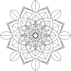 Easy Mandala coloring book simple and basic for beginners, seniors and children. Set of Mehndi flower pattern for Henna drawing and tattoo. Decoration in ethnic oriental, Indian style.
