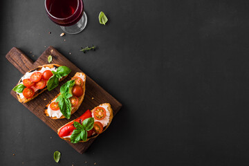 Bruschetta Toasts and Wine