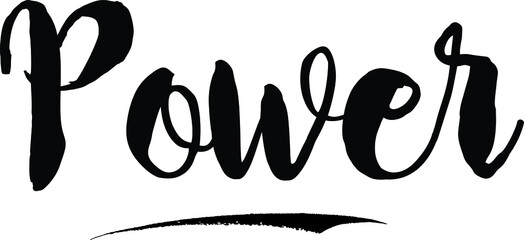 PowerCursive Bold Text Calligraphy White Color Text On Black Background