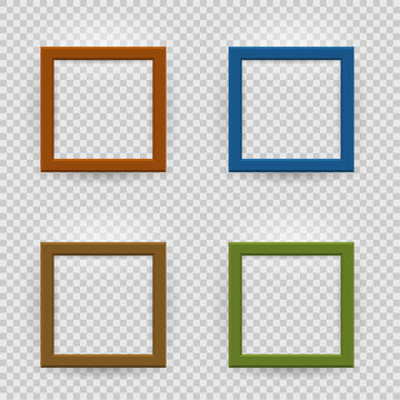 Presentation square picture frame design with shadow on transparent background