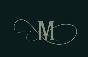 monogram elegant vintage M alphabet letter logo icon in green color. creative design for business and company