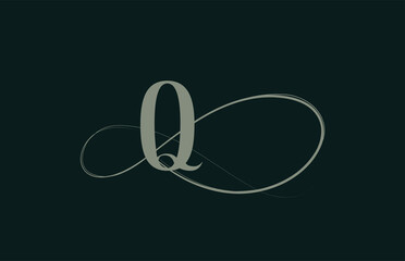 monogram elegant vintage Q alphabet letter logo icon in green color. creative design for business and company