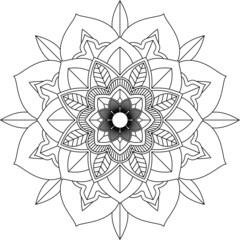 Easy Mandala coloring book simple and basic for beginners, seniors and children. Set of Mehndi flower pattern for Henna drawing and tattoo. Decoration in ethnic oriental, Indian style.