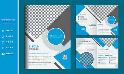 Corporate bi fold business brochure template design.