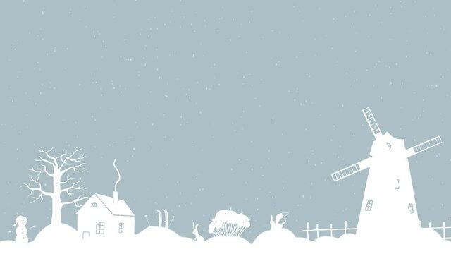 holiday animation, cute minimalistic videocard with winter atmosphere, looping animated card, christmas video, happy new year congradulations
