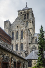 Fototapeta premium Architectural fragments of Fecamp Abbey. Fecamp Abbey (Abbaye de la Trinite de Fecamp) founded in 658 for nuns. Fecamp, department of Seine-Maritime, Haute-Normandie region, France. 