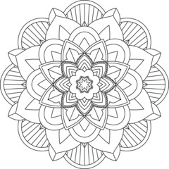 Easy Mandala coloring book simple and basic for beginners, seniors and children. Set of Mehndi flower pattern for Henna drawing and tattoo. Decoration in ethnic oriental, Indian style.