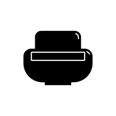 Cosmetic container. Plastic cosmetic jar product. Oil, mask, cream. Illustration design in the form of silhouette with thin white lines.Isolated icon in flat style on white background