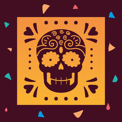 day of the dead, silhouette of sugar skull mexican celebration