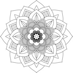 Easy Mandala coloring book simple and basic for beginners, seniors and children. Set of Mehndi flower pattern for Henna drawing and tattoo. Decoration in ethnic oriental, Indian style.
