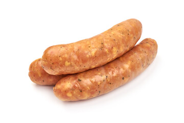 German bratwurst sausages, isolated on white background