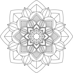 Easy Mandala coloring book simple and basic for beginners, seniors and children. Set of Mehndi flower pattern for Henna drawing and tattoo. Decoration in ethnic oriental, Indian style.