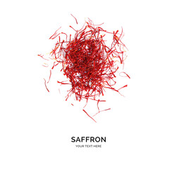 Creative layout made of saffron on white background. Flat lay. Food concept.