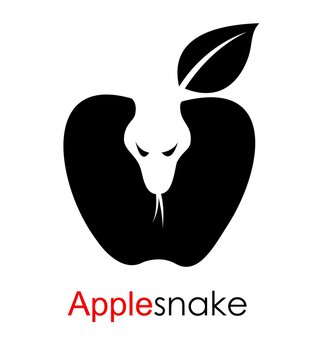 apple snake logo design vector. apple snake negative space icon vector