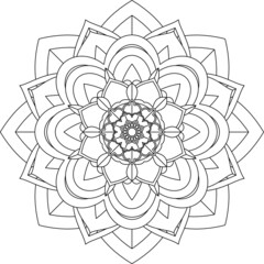 Easy Mandala coloring book simple and basic for beginners, seniors and children. Set of Mehndi flower pattern for Henna drawing and tattoo. Decoration in ethnic oriental, Indian style.