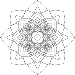 Easy Mandala coloring book simple and basic for beginners, seniors and children. Set of Mehndi flower pattern for Henna drawing and tattoo. Decoration in ethnic oriental, Indian style.
