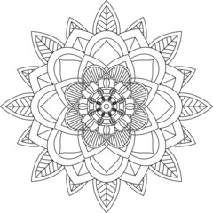 Easy Mandala coloring book simple and basic for beginners, seniors and children. Set of Mehndi flower pattern for Henna drawing and tattoo. Decoration in ethnic oriental, Indian style.