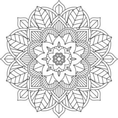 Easy Mandala coloring book simple and basic for beginners, seniors and children. Set of Mehndi flower pattern for Henna drawing and tattoo. Decoration in ethnic oriental, Indian style.