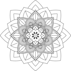 Easy Mandala coloring book simple and basic for beginners, seniors and children. Set of Mehndi flower pattern for Henna drawing and tattoo. Decoration in ethnic oriental, Indian style.