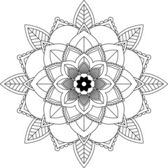 Easy Mandala coloring book simple and basic for beginners, seniors and children. Set of Mehndi flower pattern for Henna drawing and tattoo. Decoration in ethnic oriental, Indian style.