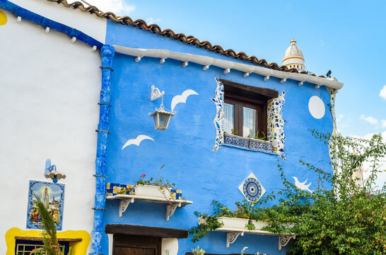 Parrini, Sicily, Italy - September 27, 2020: Painted houses of the ancient Parrini village, also called the Barcelona of Partinico in the province of Palermo, Sicily, Italy.