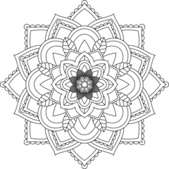 Easy Mandala coloring book simple and basic for beginners, seniors and children. Set of Mehndi flower pattern for Henna drawing and tattoo. Decoration in ethnic oriental, Indian style.