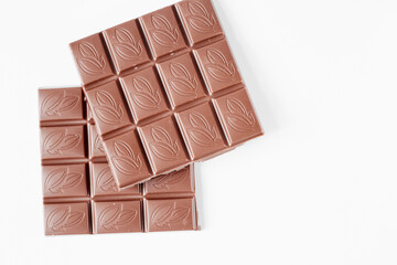 close up a chocolate bar isolated on white background