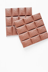 close up a chocolate bar isolated on white background